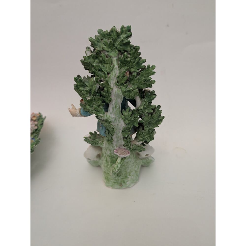 Chelsea Derby Style Brocage Pair Candle Holder Tree and Flowers Porcelain France - Picture 8 of 16